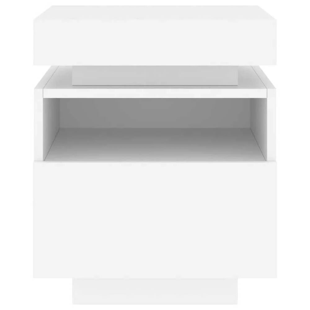 Naktinės spintelės su LED, 2vnt., baltos, 40x39x48,5cm