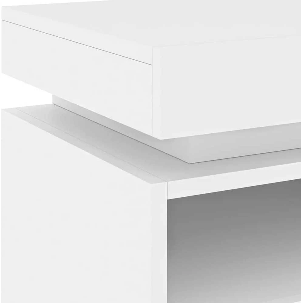 Naktinės spintelės su LED, 2vnt., baltos, 40x39x48,5cm