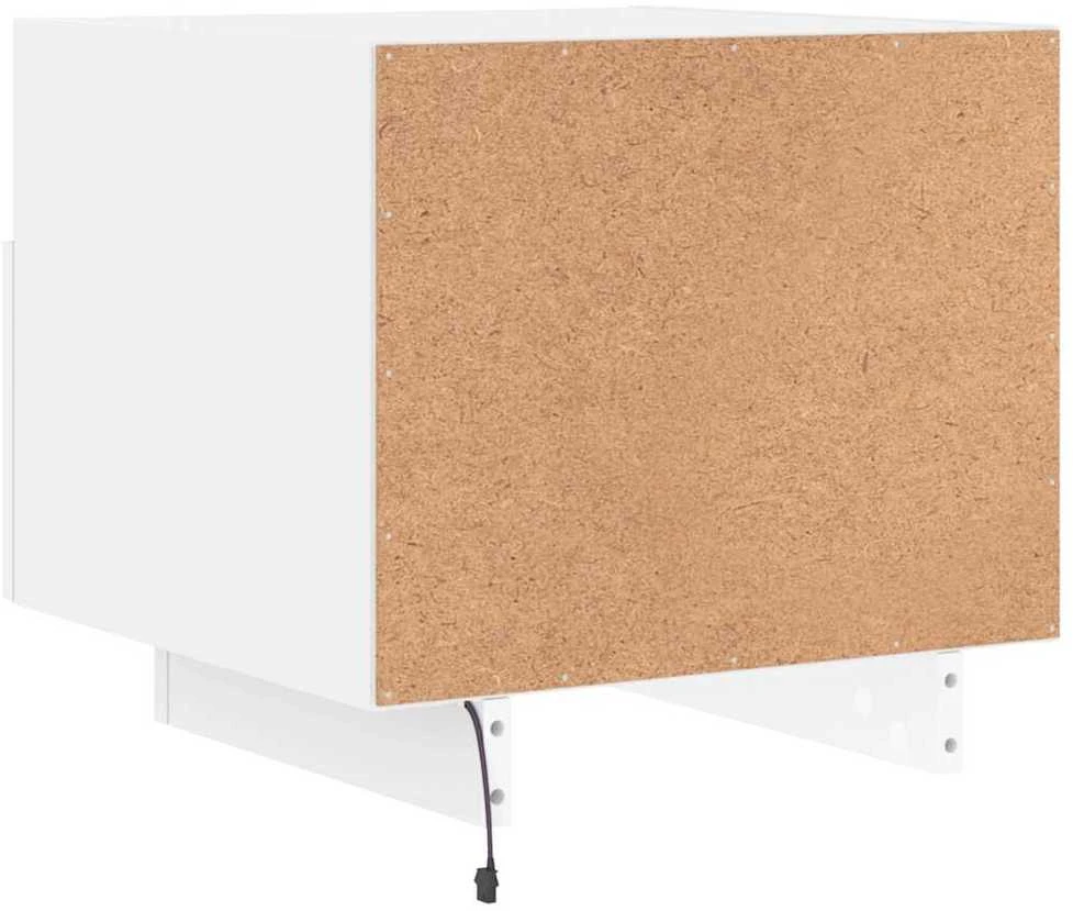 Naktinės spintelės su LED, 2vnt., baltos, 40x39x37cm