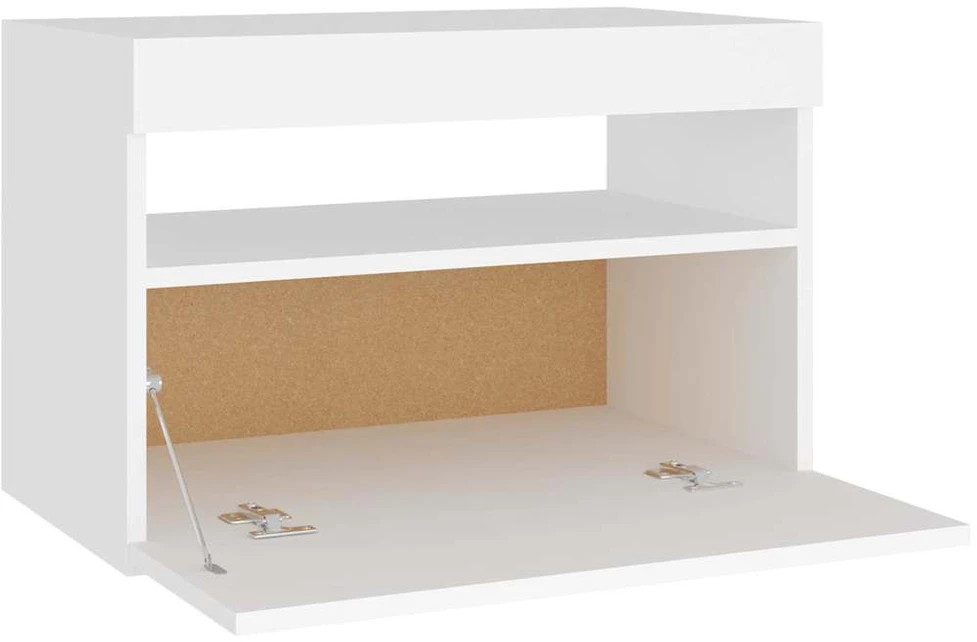 Naktinės spintelės su LED, 2vnt., baltos, 60x35x40cm, mediena