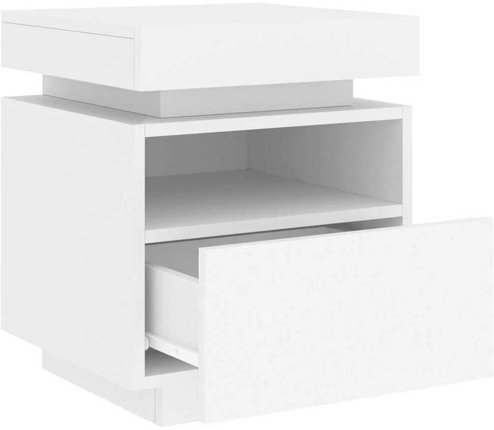 Naktinės spintelės su LED, 2vnt., baltos, 40x39x48,5cm