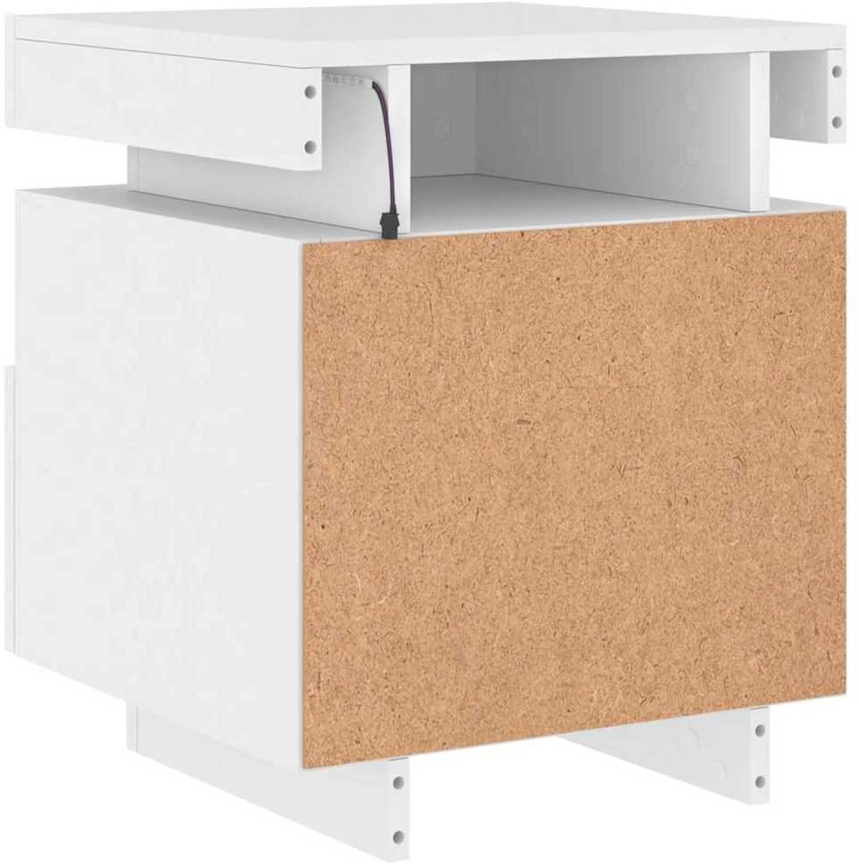 Naktinės spintelės su LED, 2vnt., baltos, 40x39x48,5cm