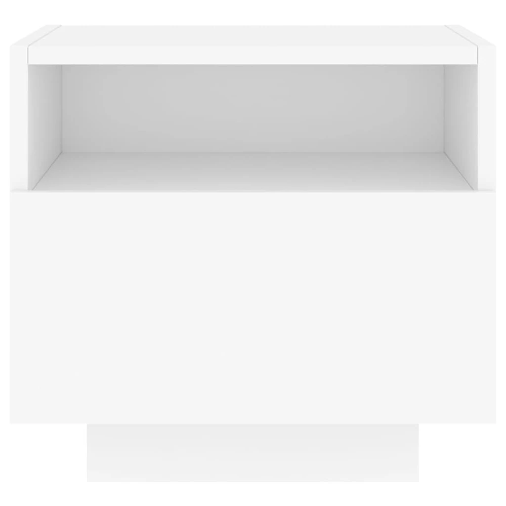 Naktinės spintelės su LED, 2vnt., baltos, 40x39x37cm