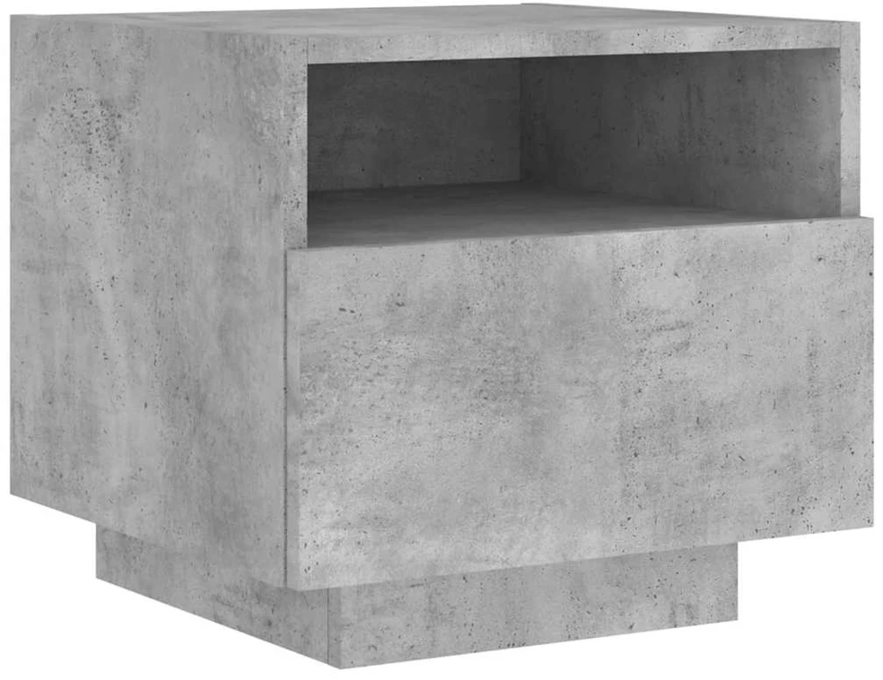 Naktinės spintelės su LED, 2vnt., betono pilkos, 40x39x37cm