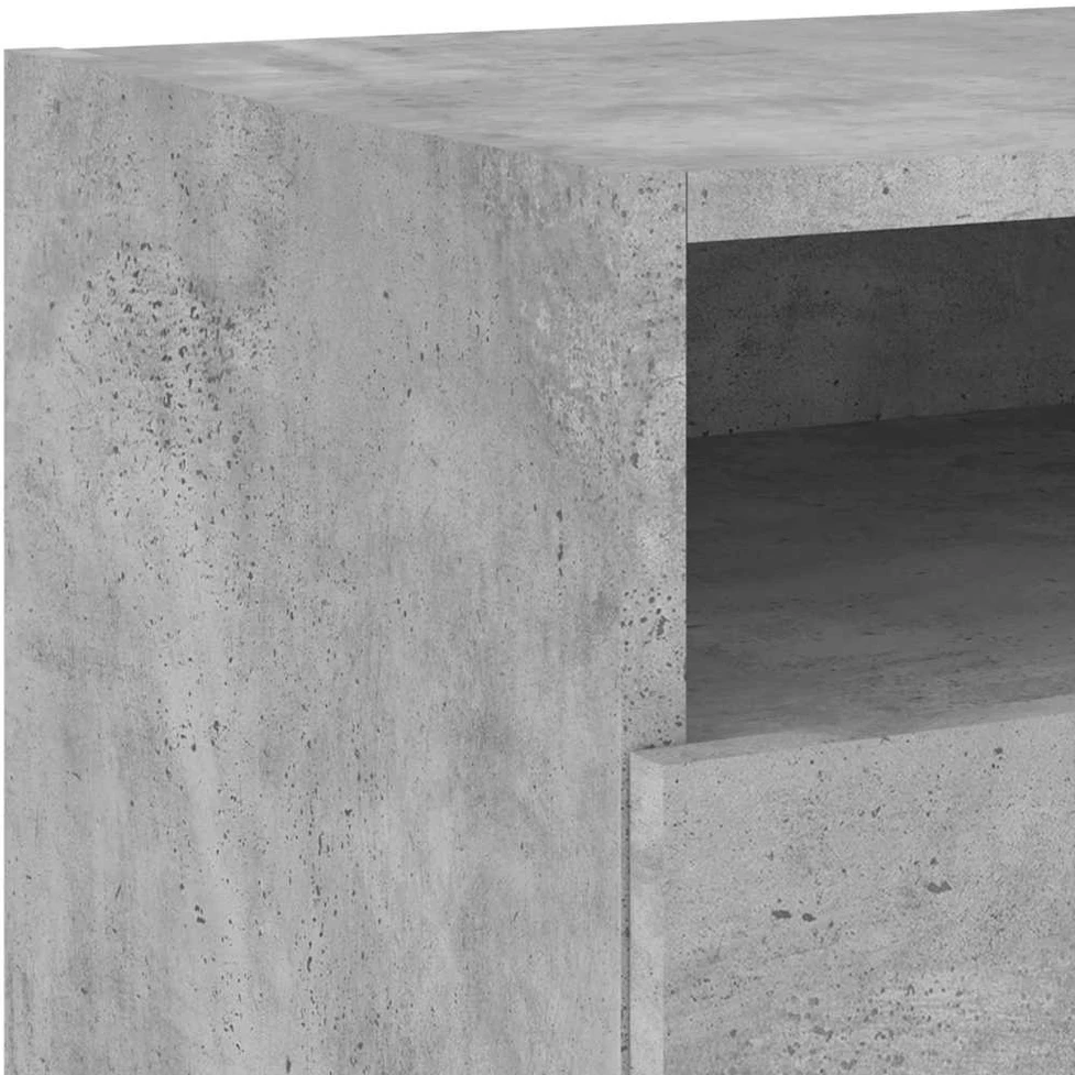 Naktinės spintelės su LED, 2vnt., betono pilkos, 40x39x37cm