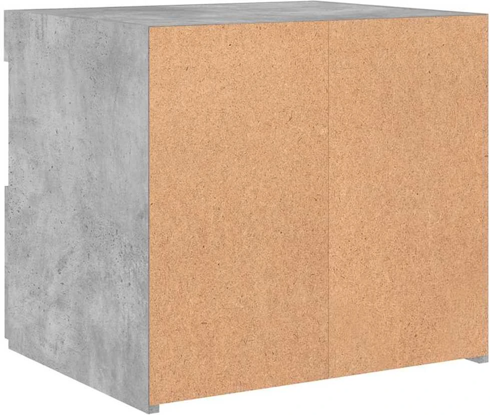Naktinės spintelės su LED, 2vnt., betono pilkos, 50x40x45cm