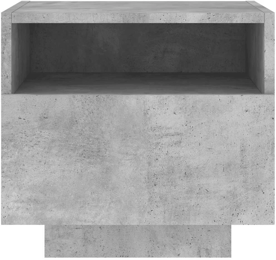 Naktinės spintelės su LED, 2vnt., betono pilkos, 40x39x37cm