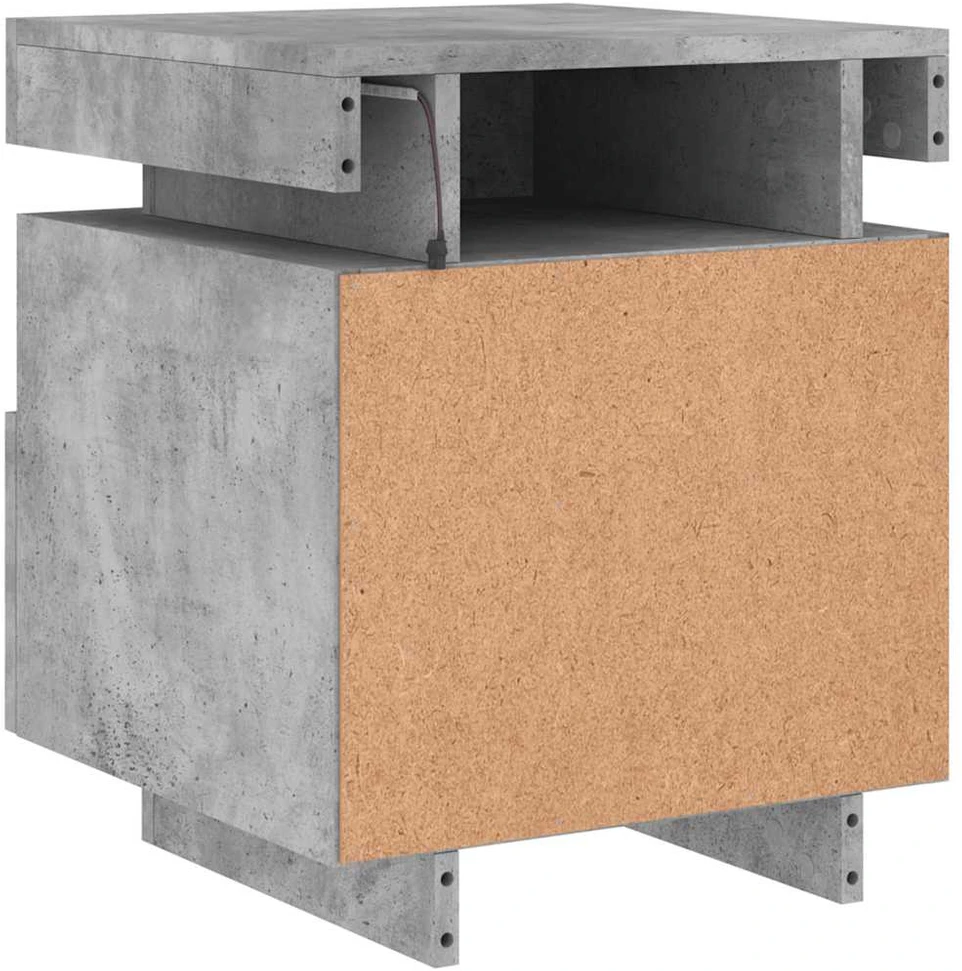 Naktinės spintelės su LED, 2vnt., betono pilkos, 40x39x48,5cm
