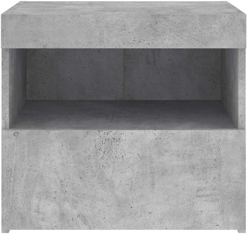 Naktinės spintelės su LED, 2vnt., betono pilkos, 50x40x45cm