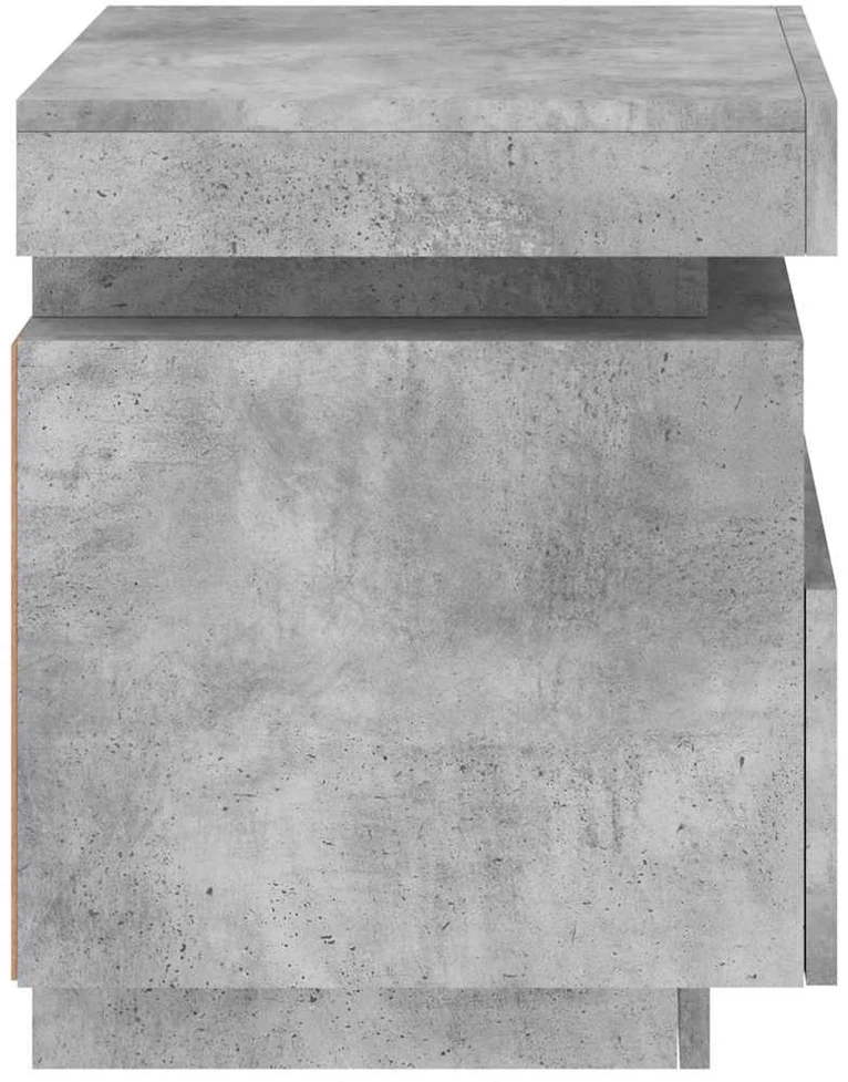 Naktinės spintelės su LED, 2vnt., betono pilkos, 40x39x48,5cm