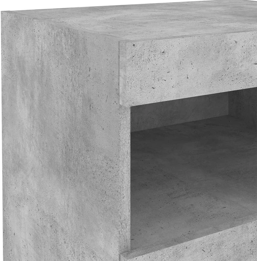 Naktinės spintelės su LED, 2vnt., betono pilkos, 50x40x45cm