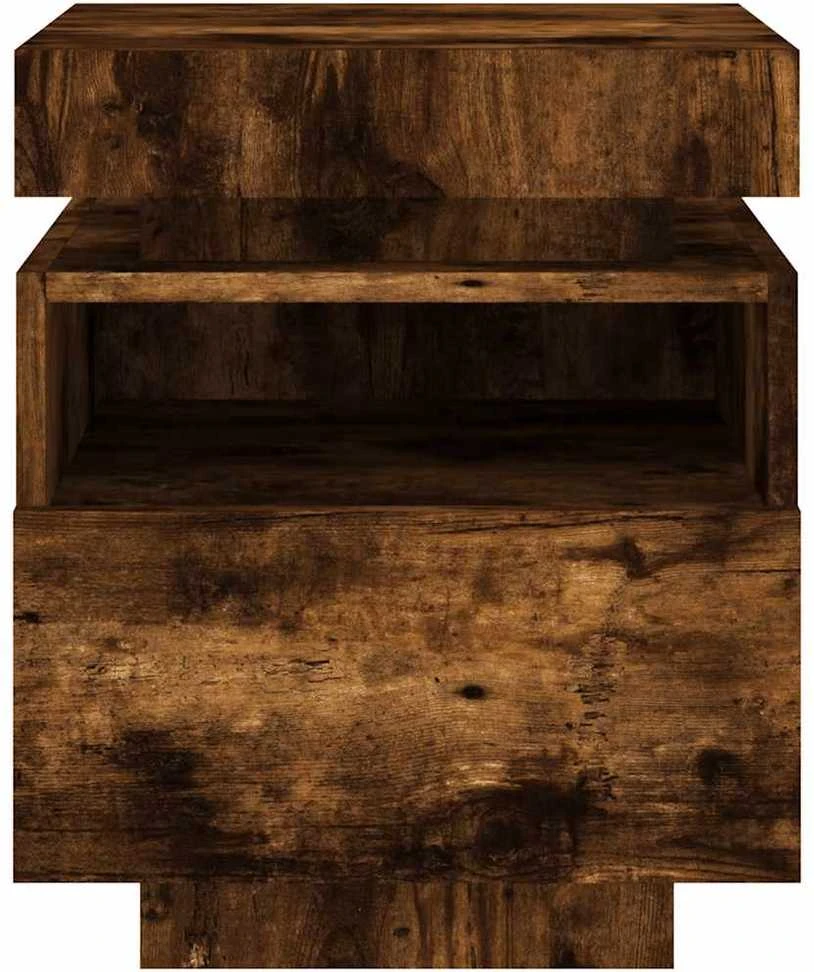 Naktinės spintelės su LED, 2vnt., dūminės ąžuolo, 40x39x48,5cm