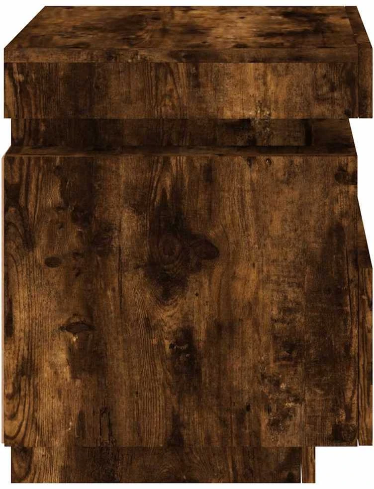 Naktinės spintelės su LED, 2vnt., dūminės ąžuolo, 40x39x48,5cm