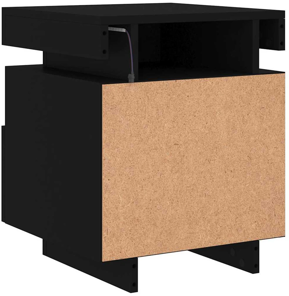 Naktinės spintelės su LED, 2vnt., juodos, 40x39x48,5cm