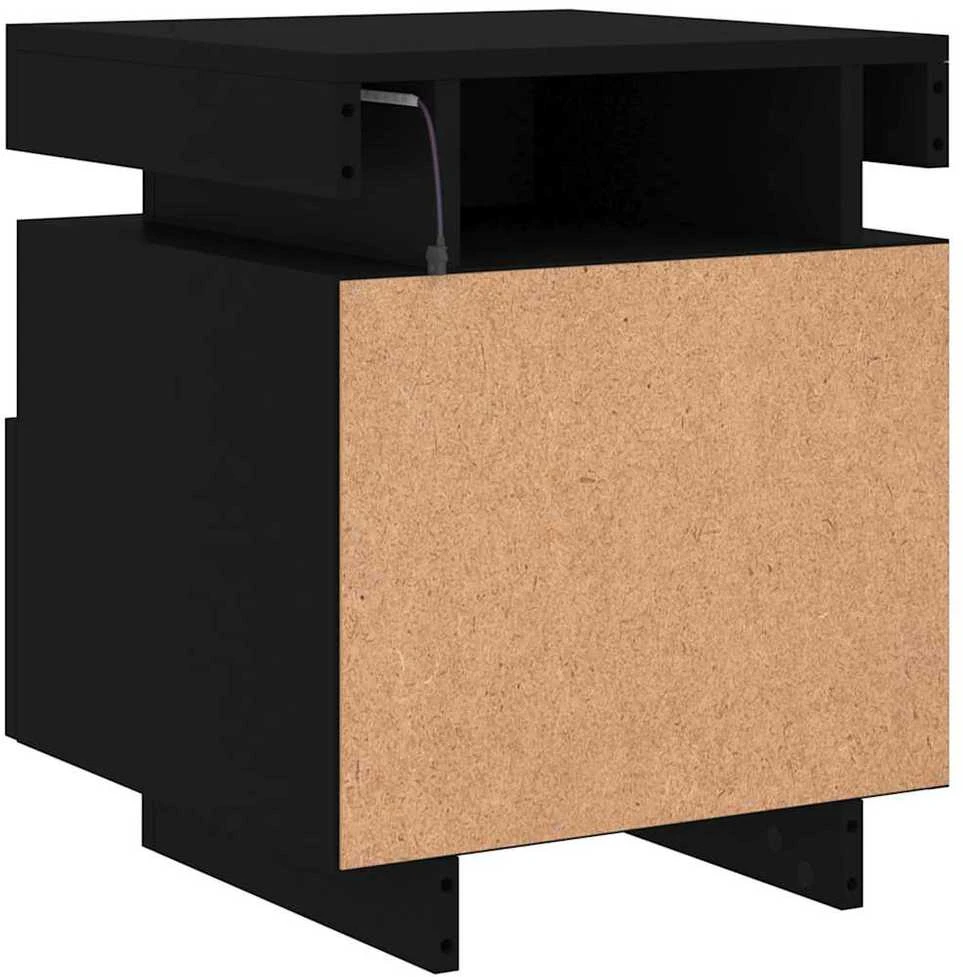 Naktinės spintelės su LED, 2vnt., juodos, 40x39x48,5cm
