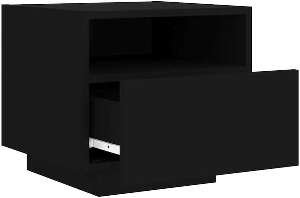 Naktinės spintelės su LED, 2vnt., juodos, 40x39x37cm