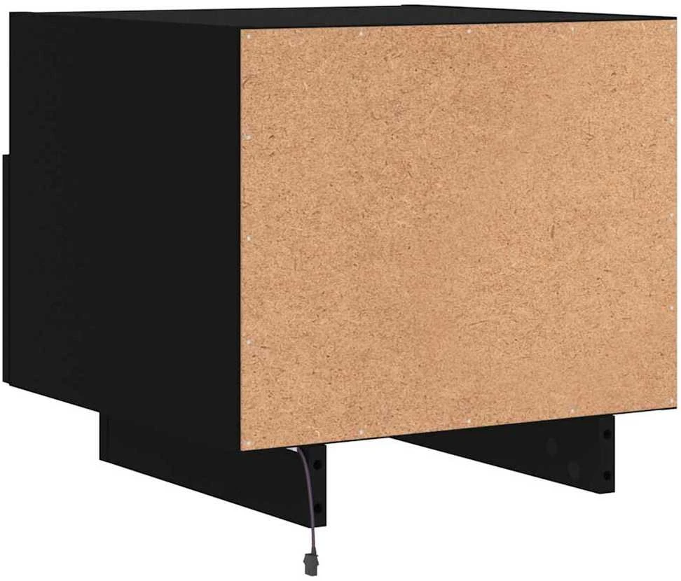 Naktinės spintelės su LED, 2vnt., juodos, 40x39x37cm