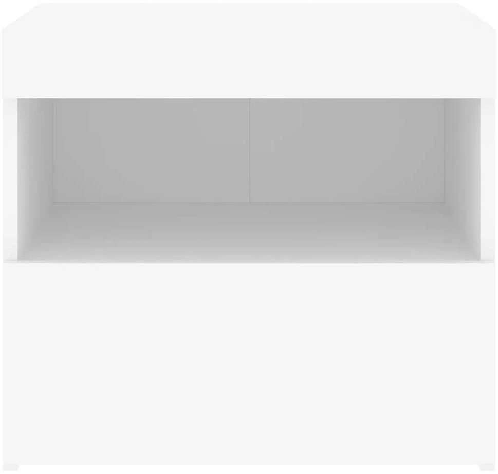 Naktinės spintelės su LED lemputėmis, 2vnt., baltos, 50x40x45cm