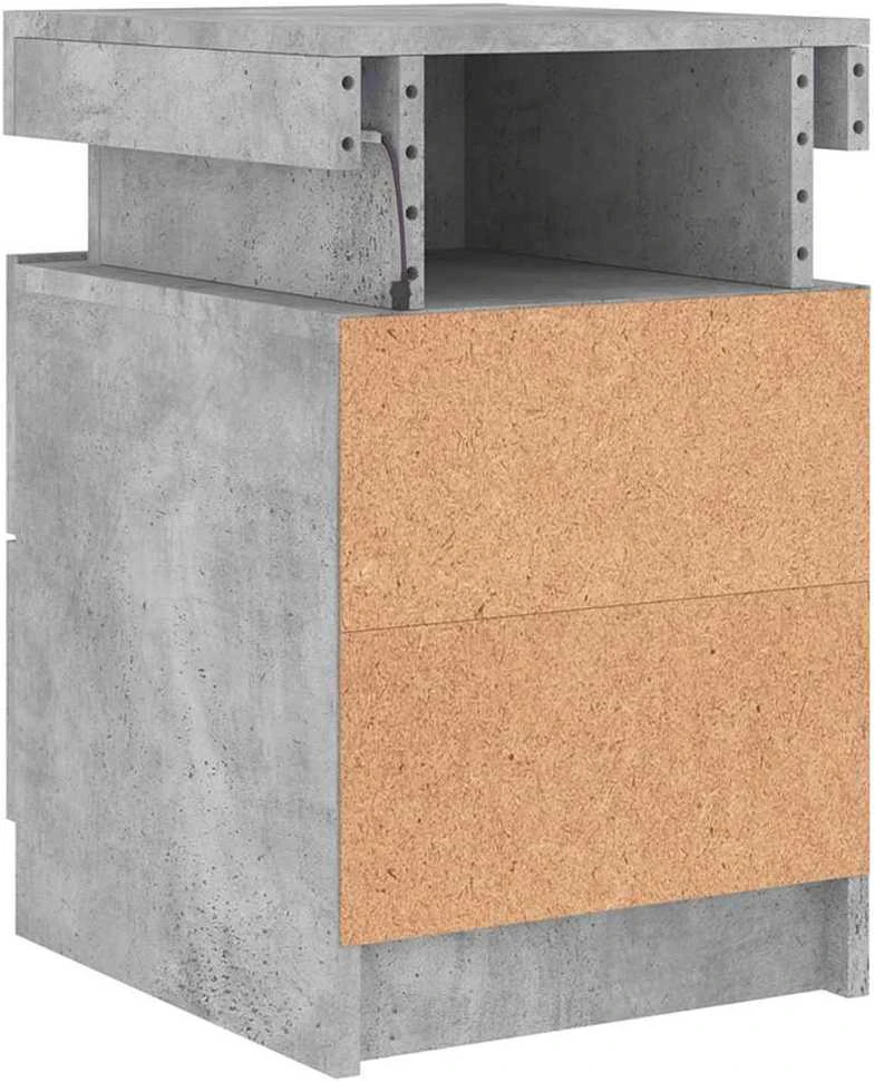 Naktinės spintelės su LED lemputėmis, 2vnt., betono, 35x39x55cm