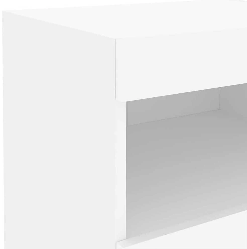 Naktinės spintelės su LED lemputėmis, 2vnt., baltos, 50x40x45cm