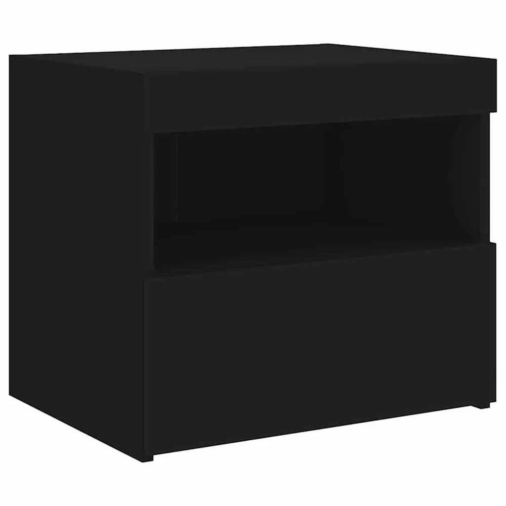 Naktinės spintelės su LED lemputėmis, 2vnt., juodos, 50x40x45cm