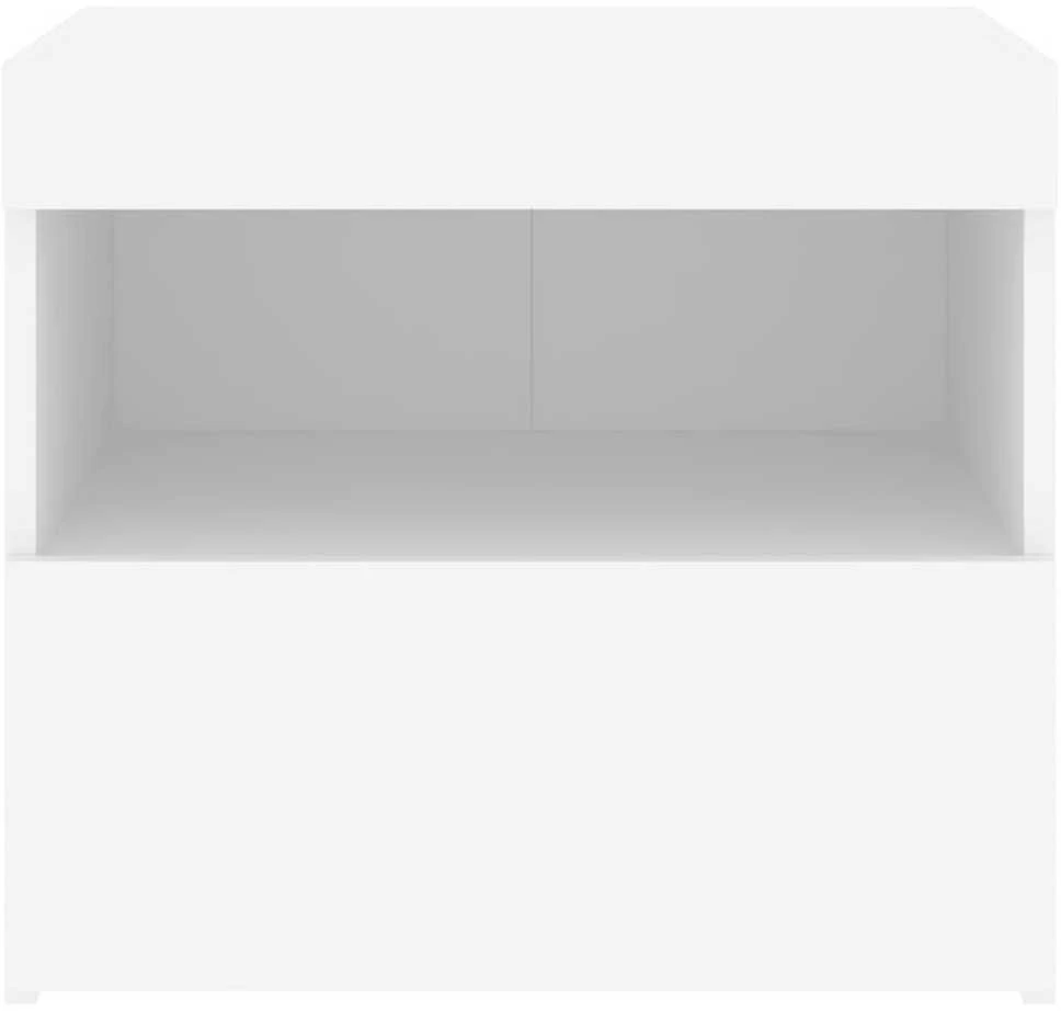 Naktinės spintelės su LED lemputėmis, 2vnt., baltos, 50x40x45cm