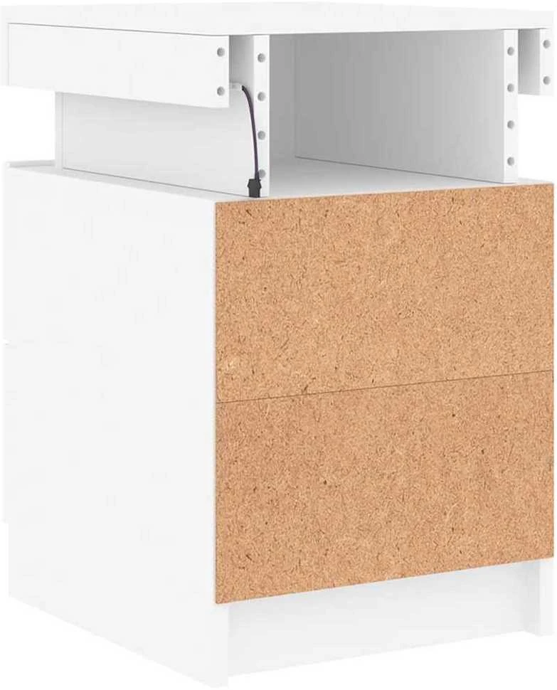 Naktinės spintelės su LED lemputėmis, 2vnt., baltos, 35x39x55cm