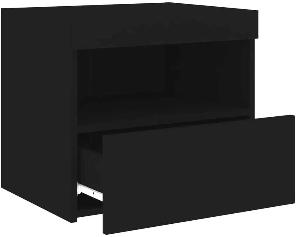Naktinės spintelės su LED lemputėmis, 2vnt., juodos, 50x40x45cm