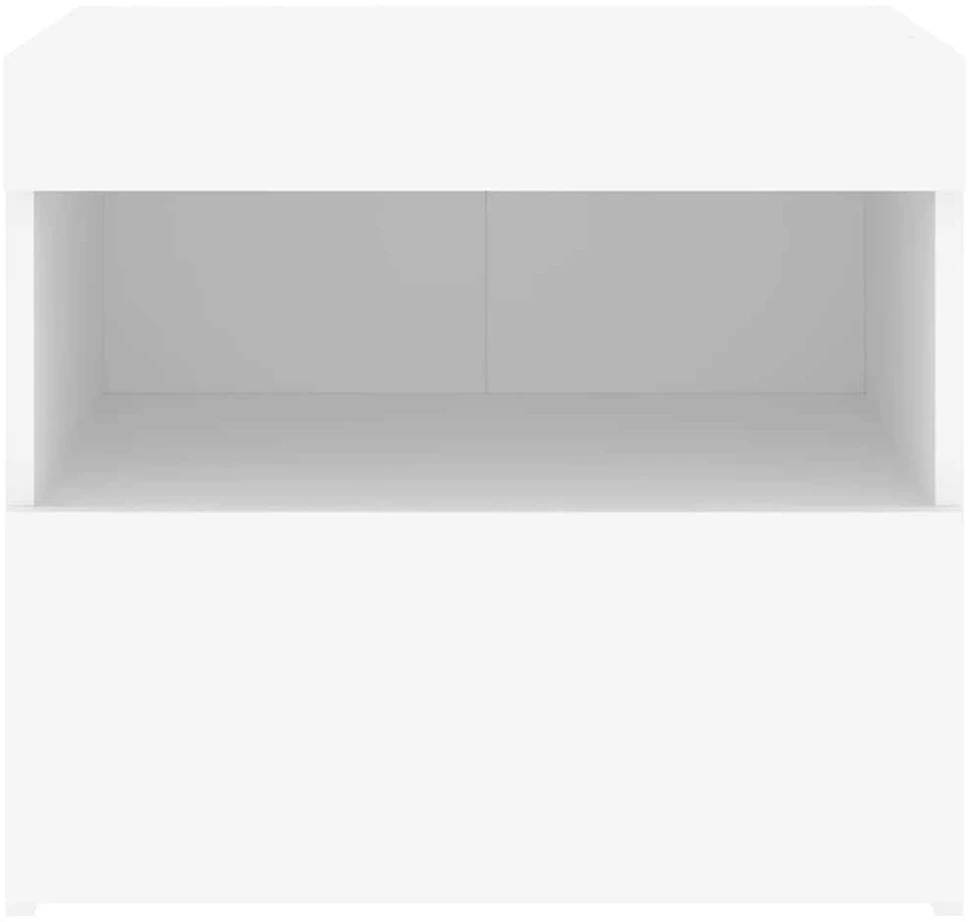 Naktinės spintelės su LED lemputėmis, 2vnt., baltos, 50x40x45cm