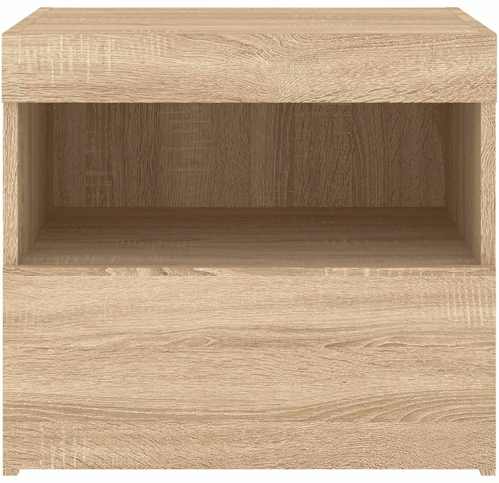 Naktinės spintelės su LED lemputėmis, 2vnt., ąžuolo, 50x40x45cm