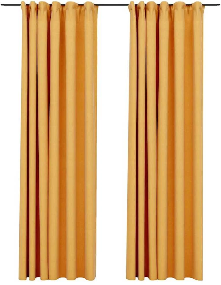 Naktinės užuolaidos su kabliukais, 2vnt., geltonos, 140x225cm