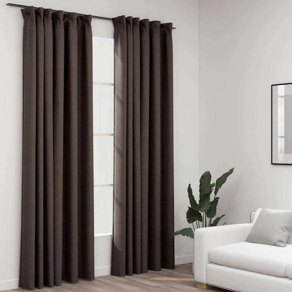 Naktinės užuolaidos su kabliukais, 2vnt., taupe, 140x245cm