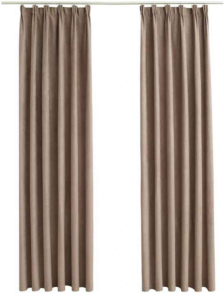 Naktinės užuolaidos su kabliukais, 2vnt., taupe, 140x225cm