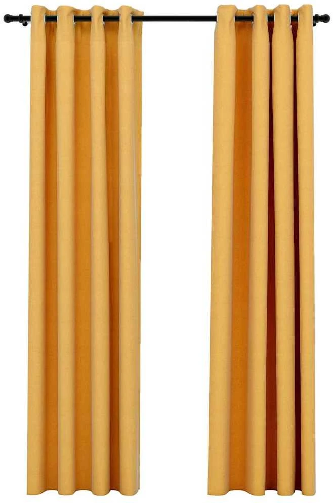 Naktinės užuolaidos su kilputėmis, 2vnt., geltonos, 140x245cm