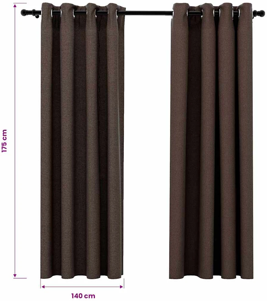 Naktinės užuolaidos su kilputėmis, 2vnt., taupe, 140x175cm
