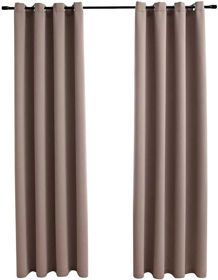 Naktinės užuolaidos su žiedais, 2vnt., taupe spalvos, 140x245cm