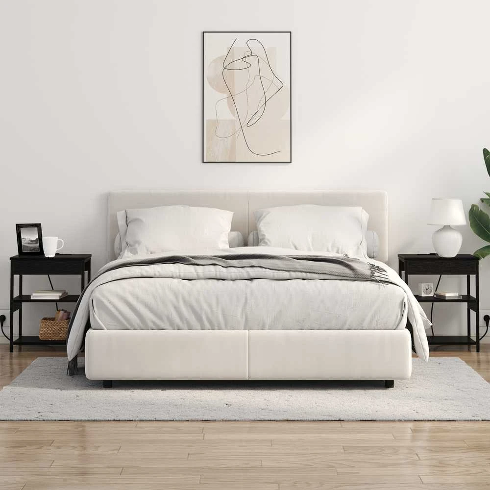 Šalia lovos spintelė 2 vnt. Juodas ąžuolas 41 x 31 x 51 cm