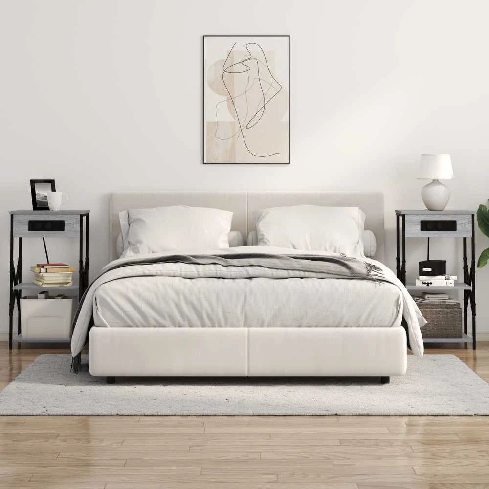 Šalia lovos spintelė 2 vnt. Pilkas Sonoma 41 x 31 x 76 cm