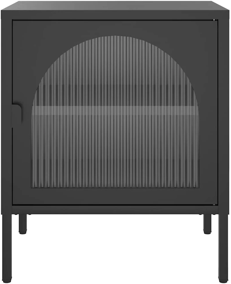 Naktiniai staliukai, 2vnt., juodi, 50x35x60cm, stiklas/plienas