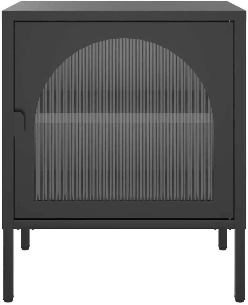 Naktiniai staliukai, 2vnt., juodi, 50x35x60cm, stiklas/plienas