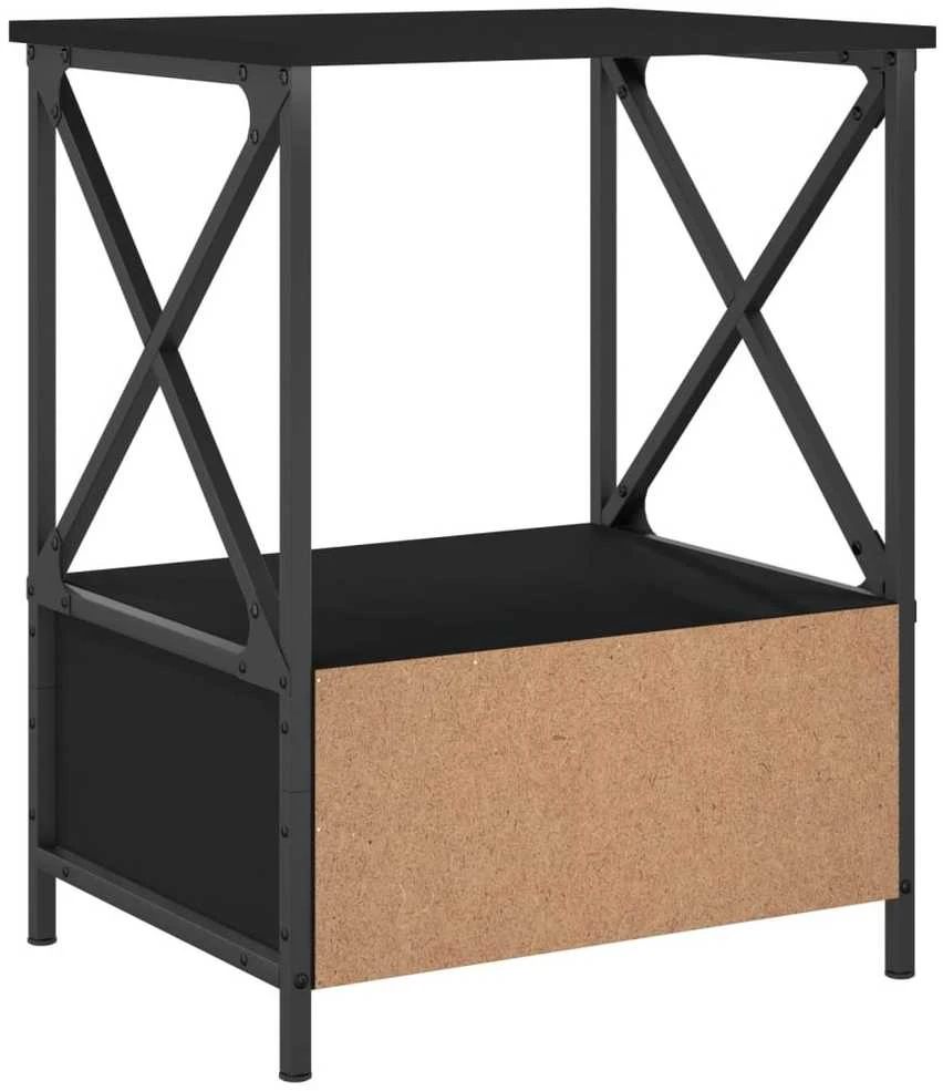 Naktiniai staliukai, 2vnt., juodi, 50x41x65cm, apdirbta mediena