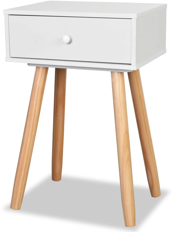 Naktiniai staliukai, 2vnt., pušies mediena, 40x30x61cm, balti