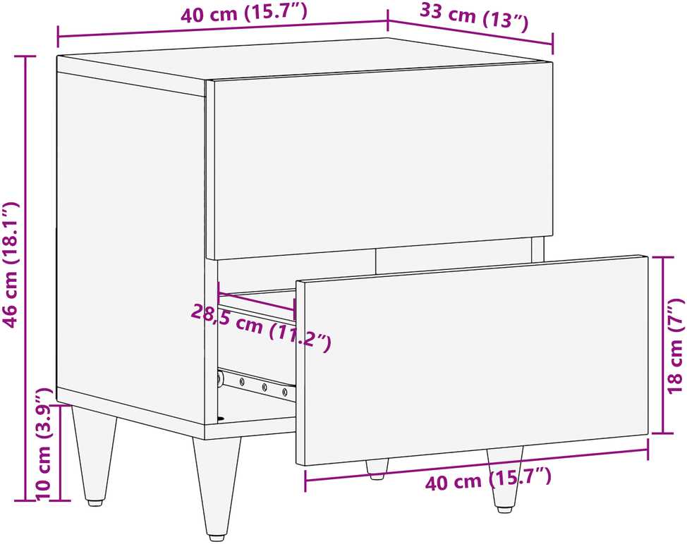 Šalia lovos spintelė 2 vnt. Ruda 40 x 33 x 46 cm