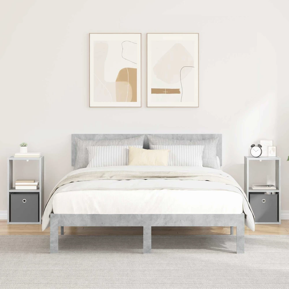 Naktinis staliukas 2 vnt. Betono pilka 30,5 x 27 x 59,5 cm