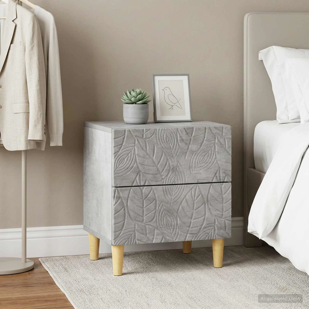 Naktinis staliukas 2 vnt. Betono pilka 43 x 34,5 x 48 cm