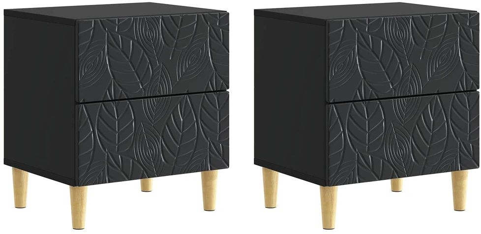Naktinis staliukas 2 vnt. Juoda 43 x 34,5 x 48 cm