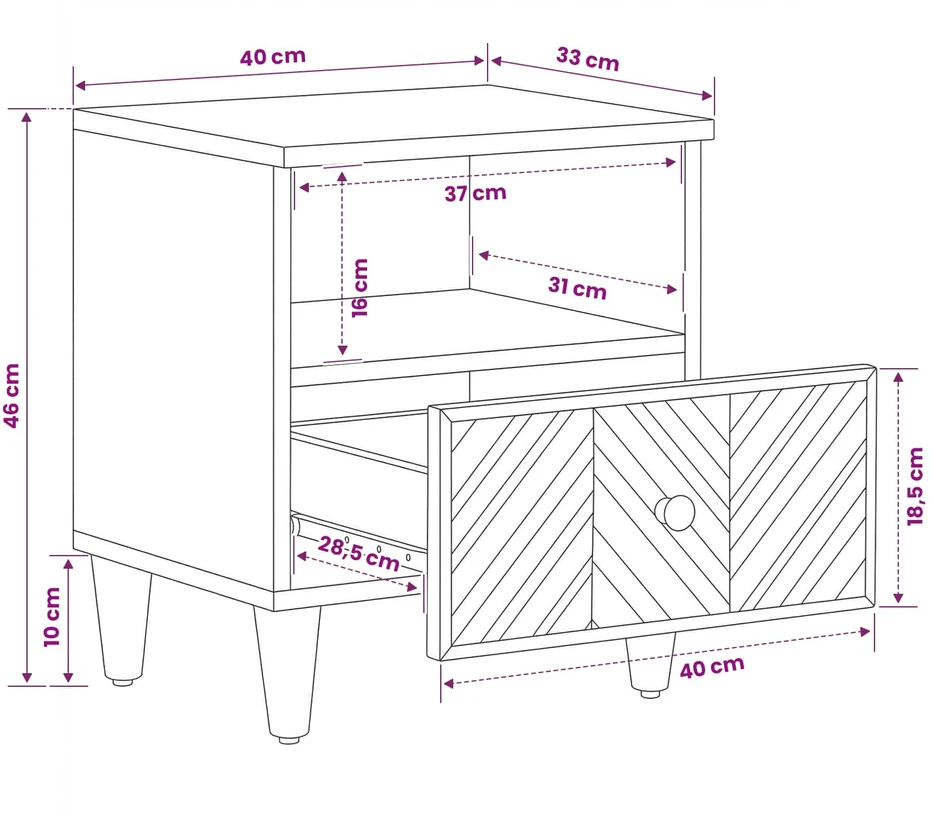 Naktinis staliukas 2 vnt. Ruda 50 x 33 x 60 cm