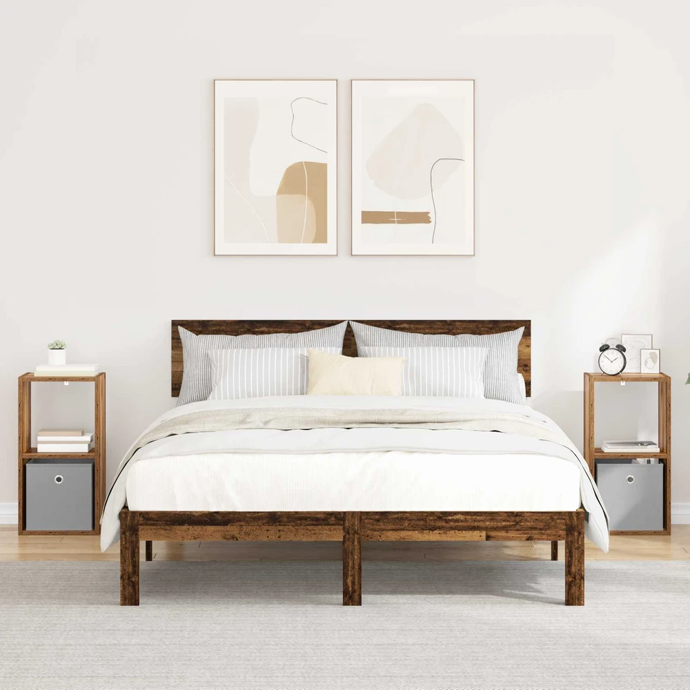 Naktinis staliukas 2 vnt. Senas medis 30,5 x 27 x 59,5 cm