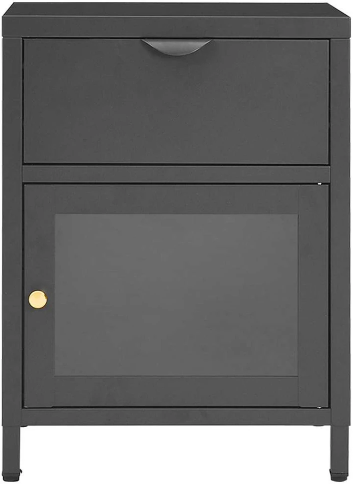 Naktinis staliukas, antracito, 40x30x54,5cm, plienas ir stiklas