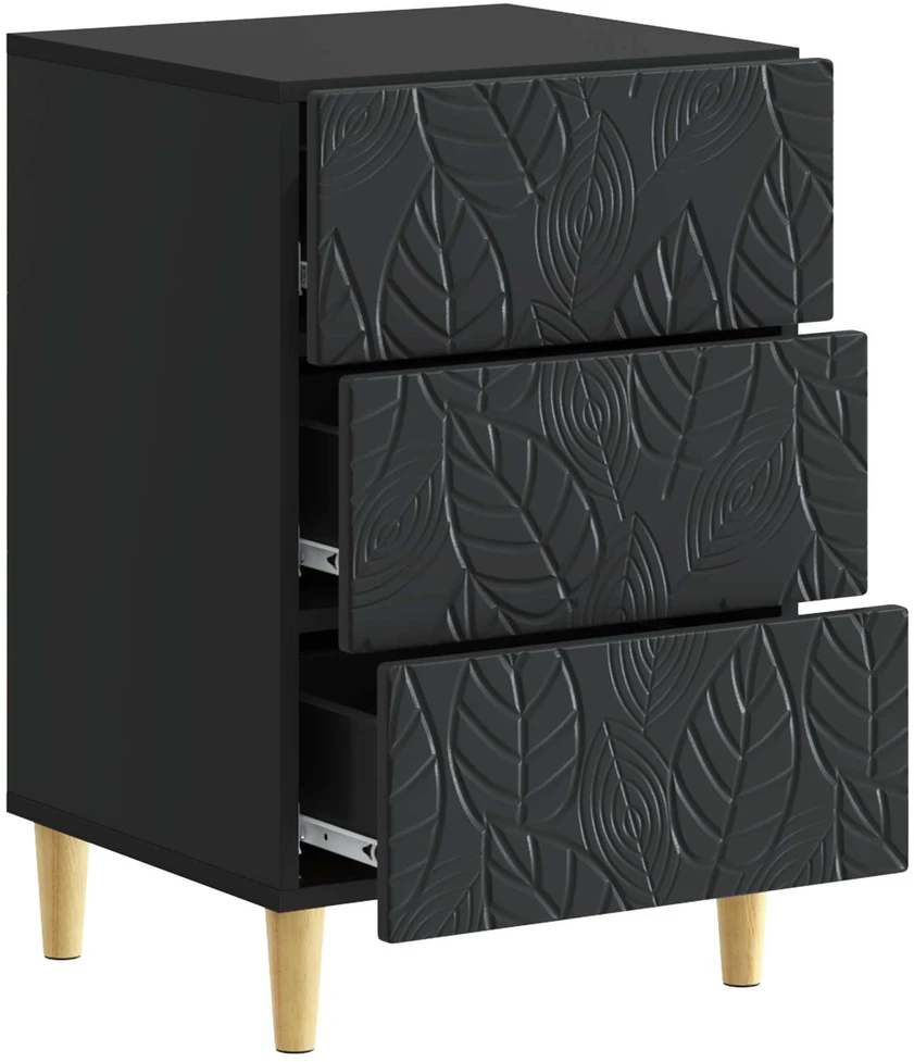Naktinis staliukas Juoda 43 x 39,5 x 66,5 cm Apdirbta mediena